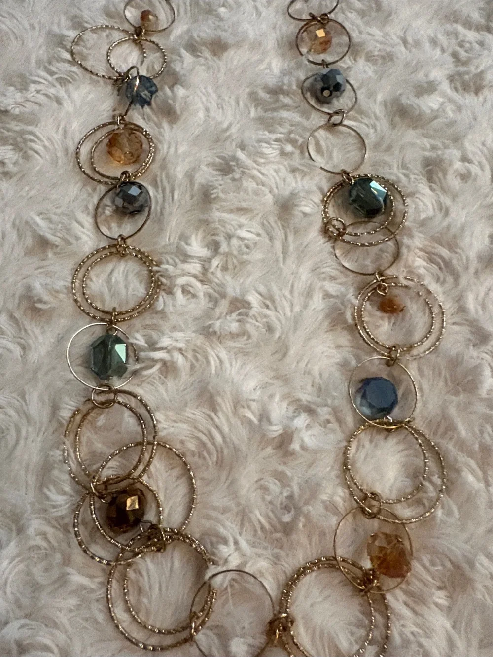 Gold-Tone Multicolor Bead Link Necklace - Elegant Women's Jewelry
